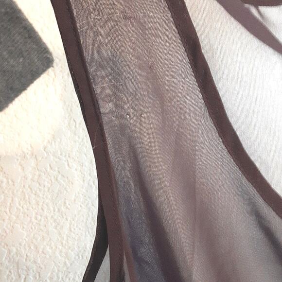 Anthropologie Trinity Purple 100% Silk Empire Waist 90s Sheer Floral Mini-Dress - Picture 12 of 15